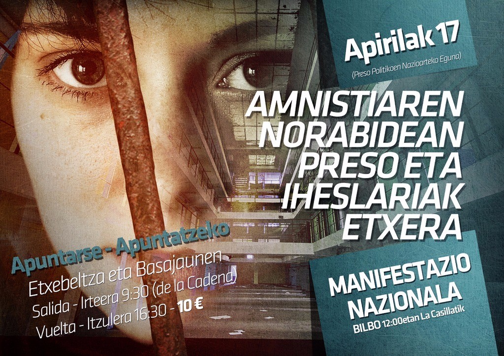 Cartel anunciador de la manifestación del domingo 17 de abril (Bilbo)